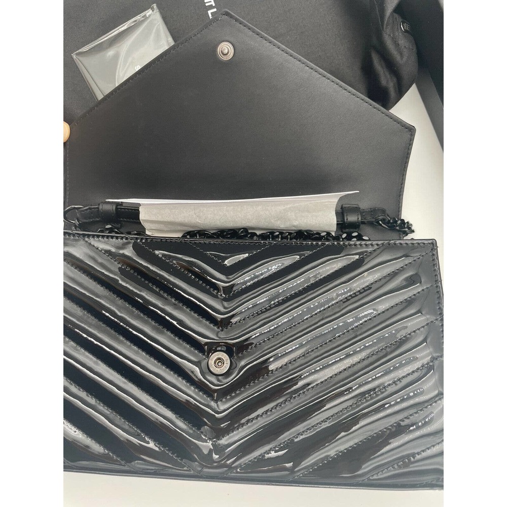BRAND New Saint Laurent YSL Medium WOC Chain Wallet Patent Leather Purse Bag Box - Picture 9 of 13